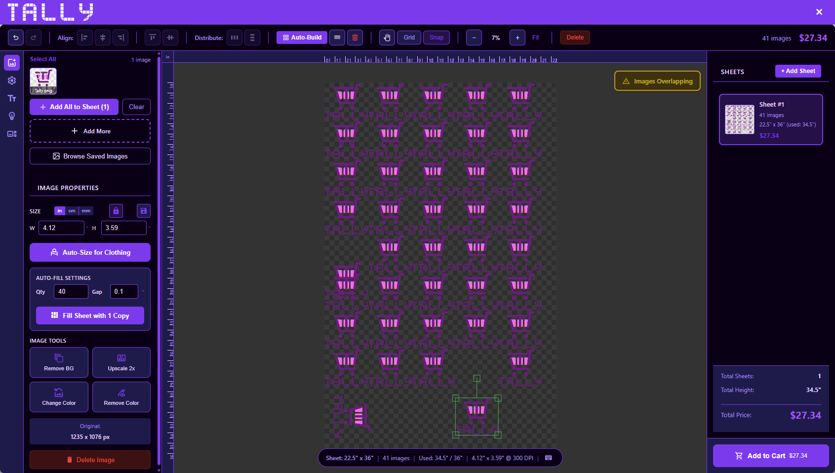 Tally builder interface preview